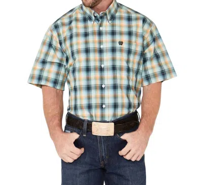 Cinch Short Sleeve Plaid Button Down Shirt In Multi