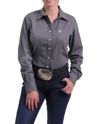 Cinch Solid Button Shirt In Grey In Gray