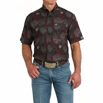 Cinch Starburst Print Button Down Shirt In Black In Multi