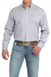 Cinch Twill Stripe Button Down Shirt In Purple In Blue