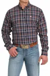 Cinch Twill Weave Plaid Button-down Western Shirt In Navy In Blue