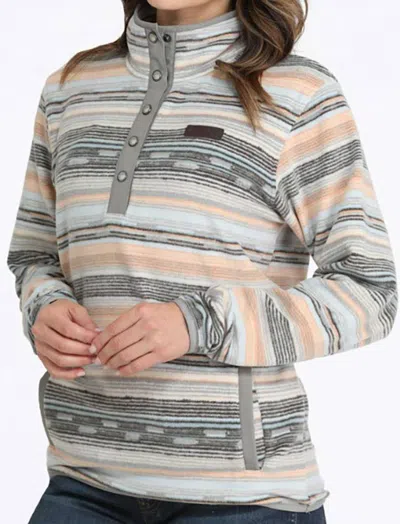 Cinch Women's 1/2 Snap Fleece Pullover In Grey Multi In Gray