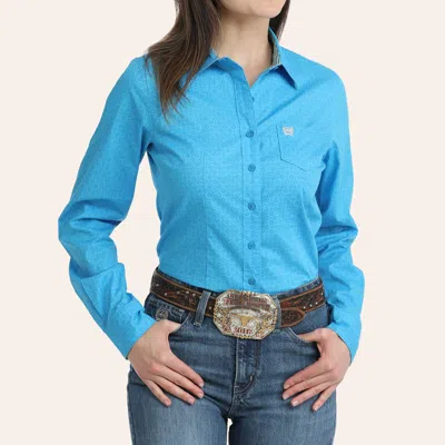 Cinch Women's Blue Medallion Print Long Sleeve Shirt