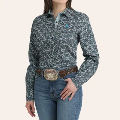 Cinch Women's Blue Paisley Print Long Sleeve Shirt
