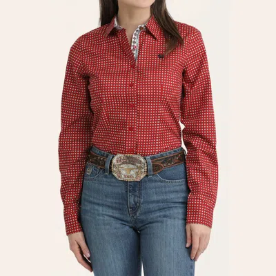Cinch Women's Burgundy Geo Print Western Shirt In Red