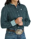 Cinch Women's Button Print Shirt In Blue