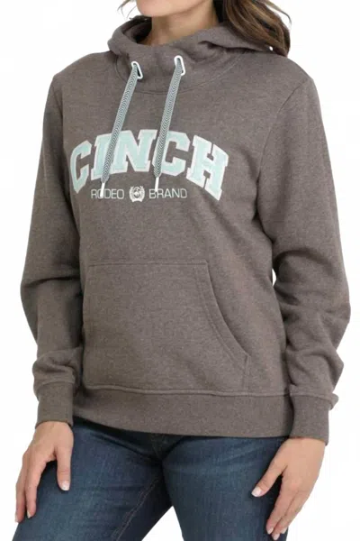 Cinch Women's Logo French Terry Hooded Sweatshirt In Brown