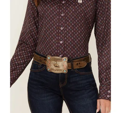 Cinch Women's Long Sleeve Arenaflex Button Shirt In Purple Print In Multi