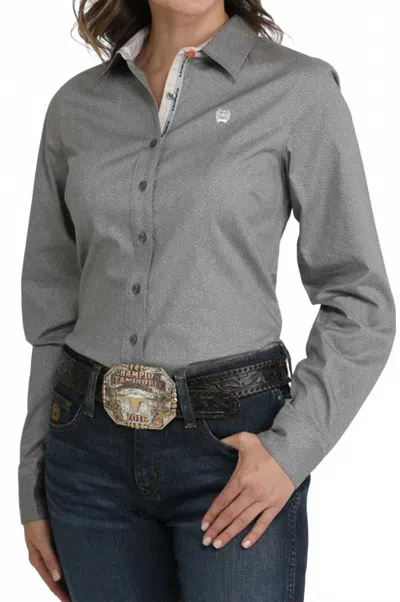 Cinch Women's Paisley Button Down Western Shirt In Grey In Gray