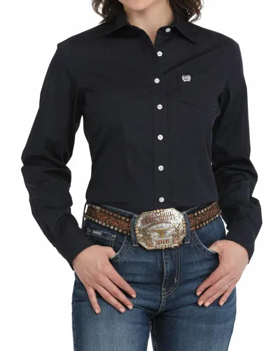 Cinch Women's Plain Weave Shirt In Navy In Black
