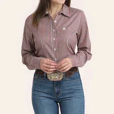 Cinch Women's Red Striped Print Western Shirt In Multi