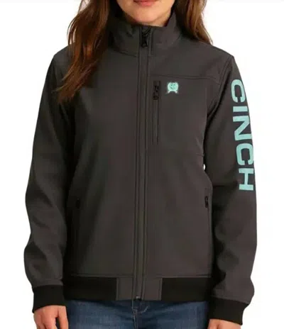Cinch Women's Softshell Jacket In Black/turquoise In Gray