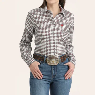Cinch Women's White Geo Print Western Shirt In Multi