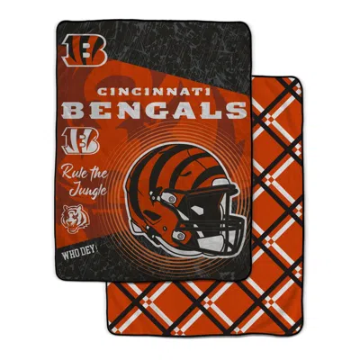 Cincinnati Bengals Nfl Team Helmet Fleece Blanket 60x80 In Orange
