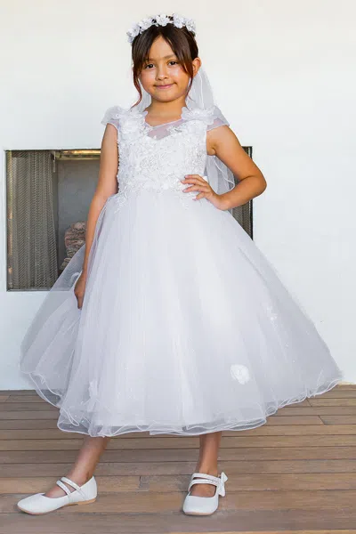 Cinderella Couture 2018 Tea Length Beaded A Line Flower Girl Dress In White