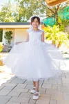 Cinderella Couture 2019 Glitter A Line Beaded Flower Girl Dress In White