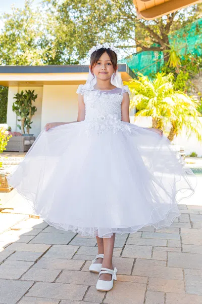 Cinderella Couture 2019 Glitter A Line Beaded Flower Girl Dress In White