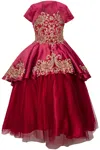 Cinderella Couture 3 Piece Style Ball Gown Flower Girl Dress In Burgundy