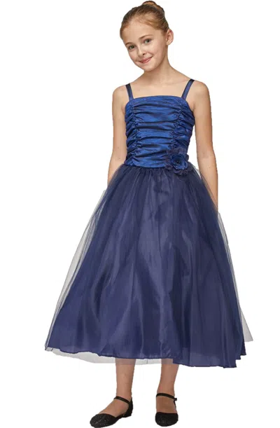 Cinderella Couture 4001 A Line Flower Girl Tea Length Dress In Blue