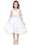 Cinderella Couture 5075n Beaded A Line Tea Length Flower Girl Dress In White