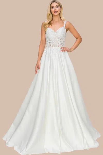 Cinderella Couture 8041j Long Bridal A Line Floral Applique Wedding Dress In White