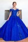 Cinderella Couture 8045 Flower Girl 3d Floral Applique Sequin Dress In Blue