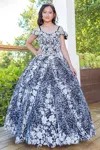 Cinderella Couture 8070 Long A Line Floral Print Flower Girl Dress In Multi