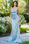 Cinderella Couture 8083j Prom Long Formal Pleated Mermaid Dress In Blue