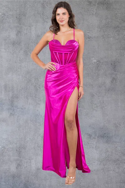 Cinderella Couture 8116j Fitted Long Formal Beaded Corset Prom Dress In Pink
