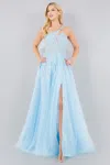 Cinderella Couture 8118j Sequin Long Formal A Line Prom Dress In Blue