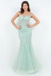 Cinderella Couture 8175j Fitted Formal Long Floral Prom Mermaid Dress In Green