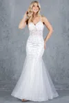 Cinderella Couture 8175j Fitted Long Mermaid Floral Wedding Dress In White