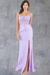 Cinderella Couture 8185j Formal Long Floral Lace Prom Dress In Purple