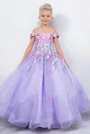 Cinderella Couture 8260 A Line Floral Applique Flower Girl Dresses In Purple