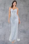 Cinderella Couture 8268j Long Fitted Formal Prom Pattern Dress In Silver