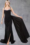 Cinderella Couture 8283j Long Fitted Slit Fomal Prom Dress In Black