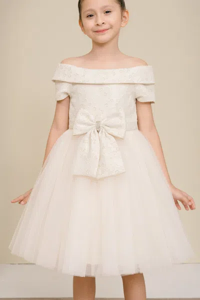 Cinderella Couture 9129 Short A Line Lace Flower Girl Dress In Neutral