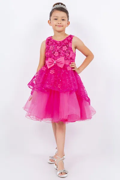 Cinderella Couture 9131 A Line Short Sequin Applique Flower Girl Dress In Pink