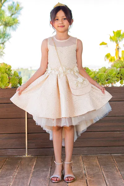 Cinderella Couture 9147 A Line High Low Flower Girl Dress In Gold
