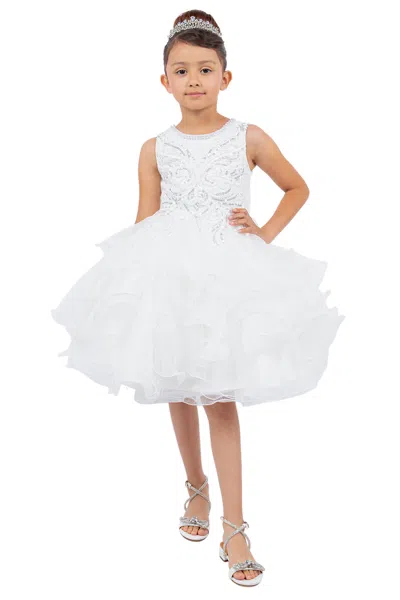 Cinderella Couture 9152 Sequin Lace Short A Line Flower Girl Dress In White