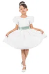 Cinderella Couture 9159 Short A Line Puff Sleeve Flower Girl Dress In White