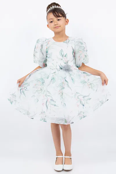 Cinderella Couture 9162 Short Floral Print A Line Flower Girl Dress In Green