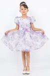 Cinderella Couture 9163 Short Floral Print Flower Girl Dress In Purple