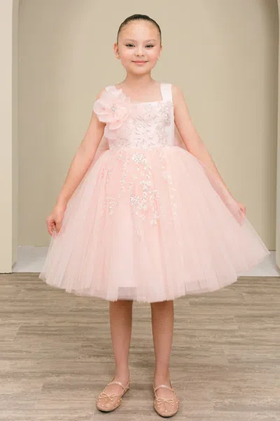 Cinderella Couture 9178 Floral A Line Short Flower Girl Dress In Pink