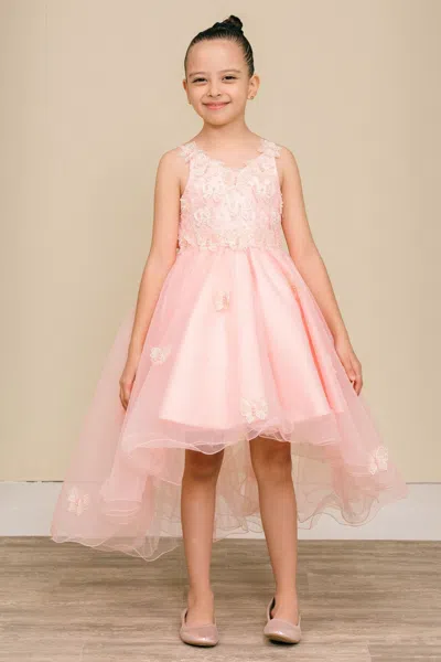 Cinderella Couture 9210 Lace Applique A Line Flower Girl Dress In Pink