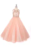 Cinderella Couture Beaded Gown With Keyhole Back Flower Girl Dress In Pink