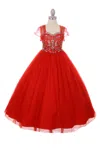 Cinderella Couture Beaded Gown With Shrug Flower Girl Dress In Red