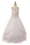 Cinderella Couture Beaded Layered Organza Gown Flower Girl Dress In White