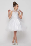 Cinderella Couture Beaded Sequin Short Flower Girl Dress In White