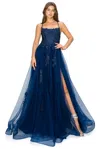 Cinderella Couture Cc8031j Sleeveless Slit Gown In Blue